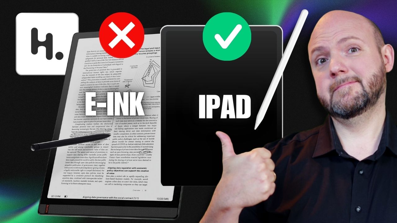 iPad vs e-ink Boox tablet using Heptabase